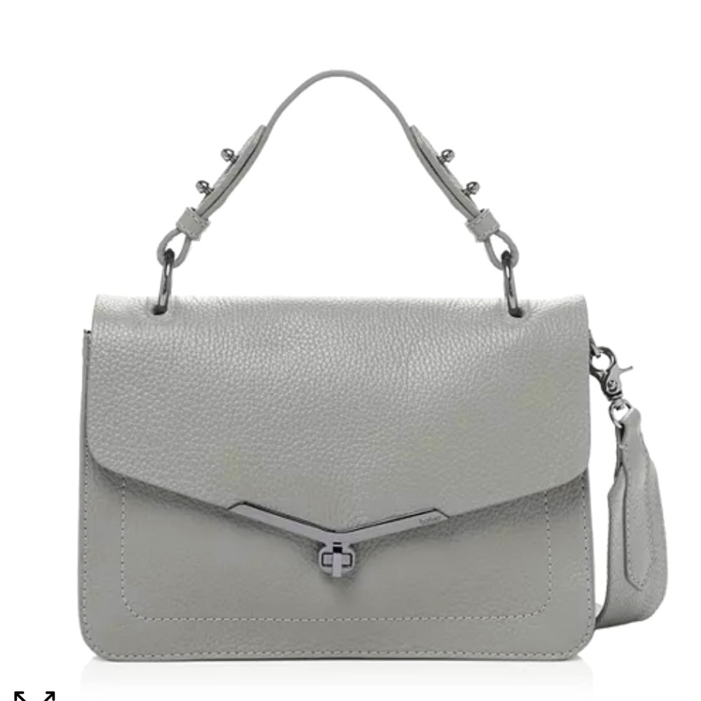 Botkier Valentina Flap Satchel Leather Silver Gray